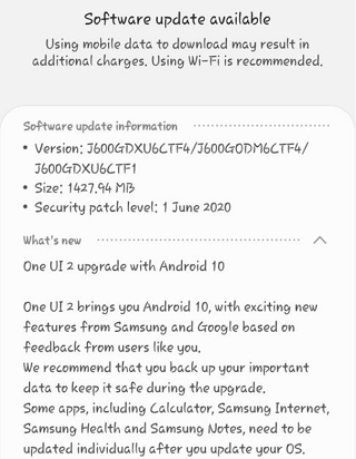 galaxyJ6-India-Android10-update