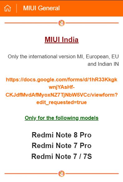 miui 12 beta recruitment for the indian users