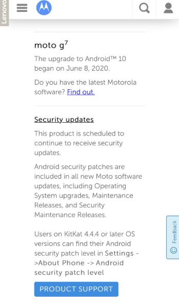 moto g7 android 10 update india