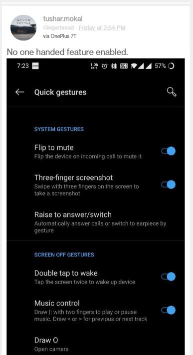 one hand mode missing in open beta 15 and 5 oneplus