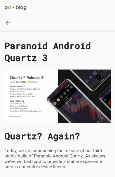 paranoid android 10 quartz 3