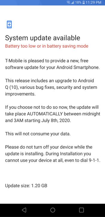 t-mobile lg stylo 5 android 10 update