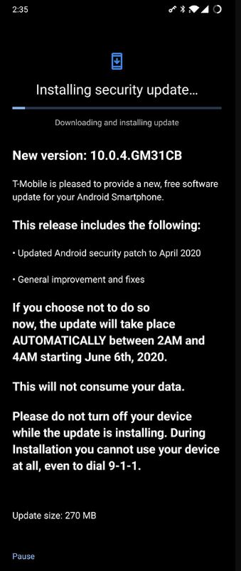 t-mobile oneplus 7 pro april update