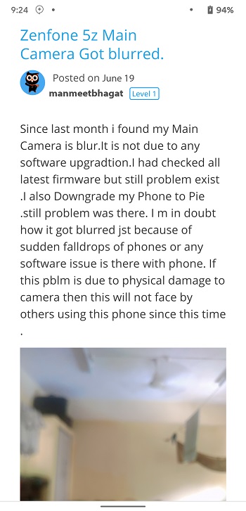 zenfone 5z blurry main cam