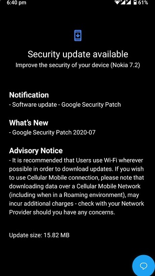 Nokia 7.1 July OTA