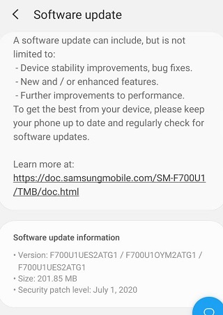 Samsung Galaxy Z Flip July OTA