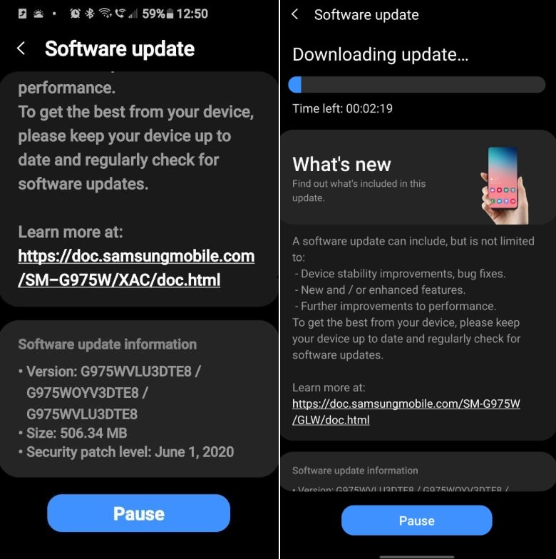 galaxy s10 and s10 plus june update