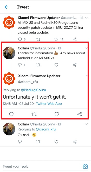 No Android 11 for Xiaomi Mi Mix 2s