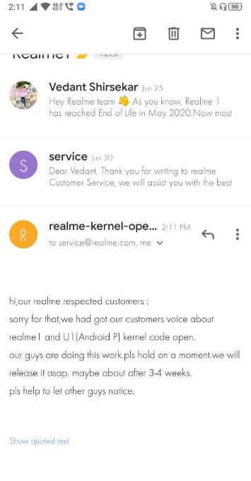 realme 1 and u1 android 9 pie kernel source code