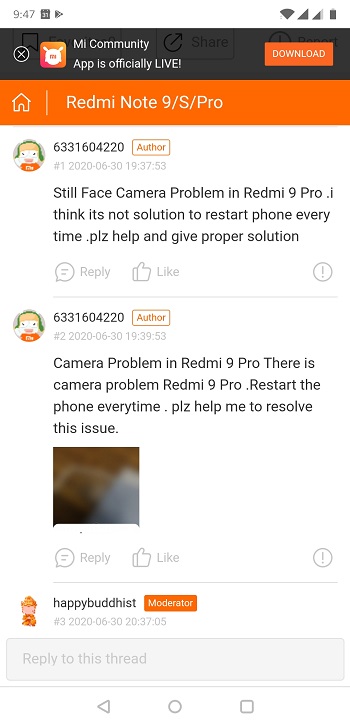 redmi note 9 pro cant connect camera bug