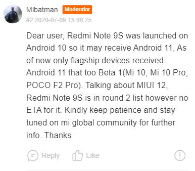 redmi note 9s android 11 status