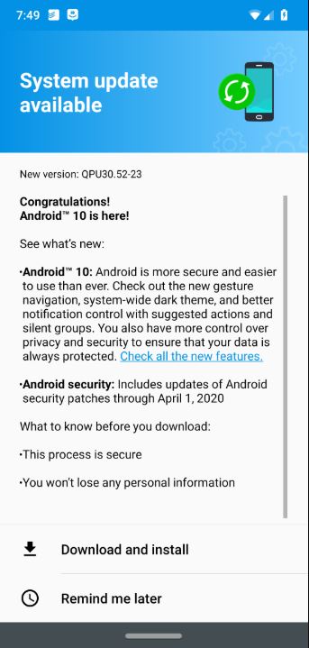 verizon moto g7 android 10 stable update