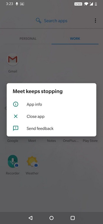 OnePlus Google Meet issue 