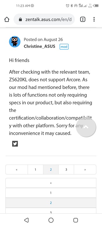 arcore not supported