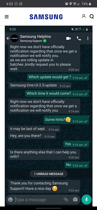 Samsung Galaxy A 50_One UI 2.5 update