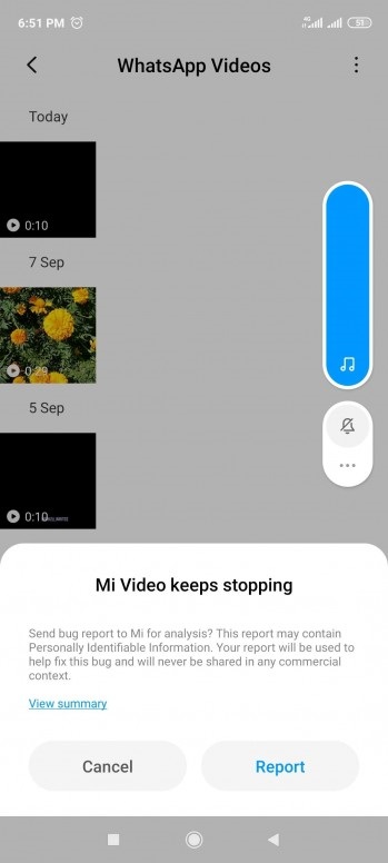 mi video keeps stopping redmi note 9s