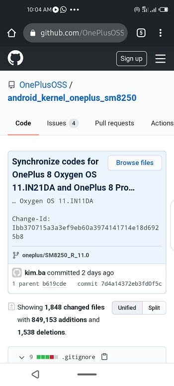 oneplus 8 android 11 code