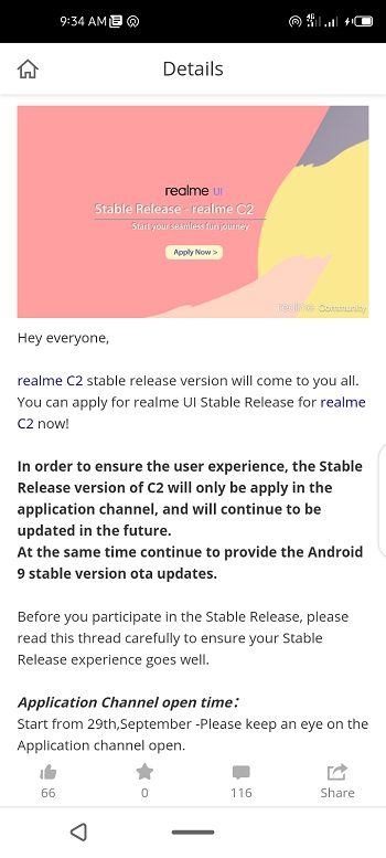 realme c2 android 10 stable channel