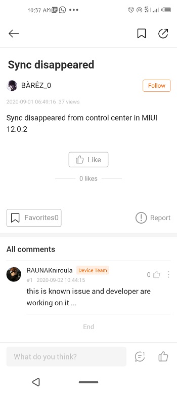 sync disappeared miui 12