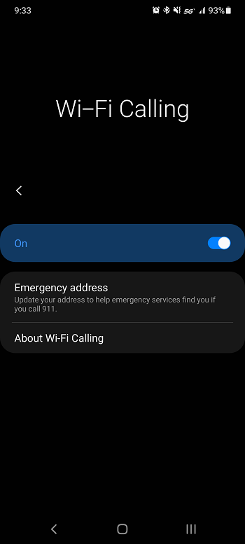 One UI 3.0 Beta WiFI calling AT&T