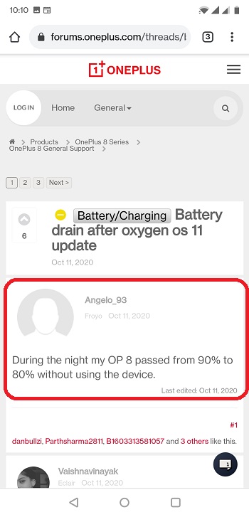 oneplus 8 battery drain issue forum