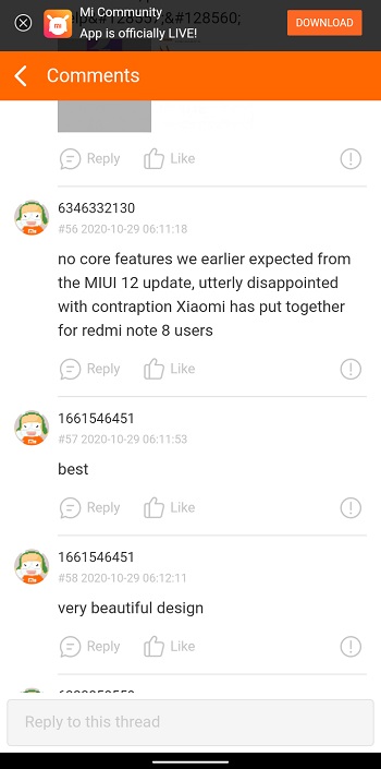 redmi note 8 disappointed user miui 12