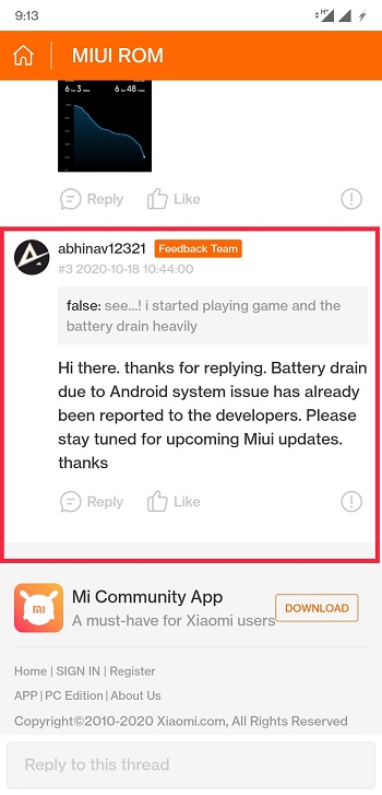 redmi note 8 pro battery reported to devs