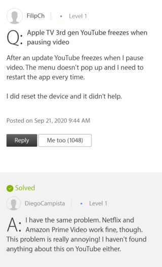 Possibly Fixed Apple Tv Youtube Freezing Issue On Pausing Video Workaround Inside