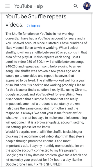 Youtube Shuffle Feature Broken With Longer Playlists No Official Fix Yet