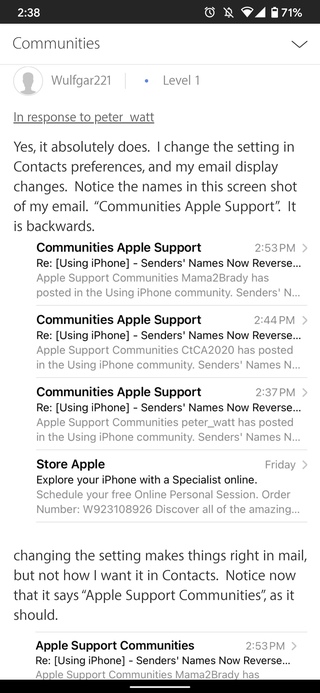 apple mail reverse name