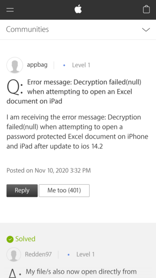 ios 14 decryption failed null
