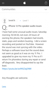 iPhone 12 Pro speaker audio (crackling/static sound) issue comes to light