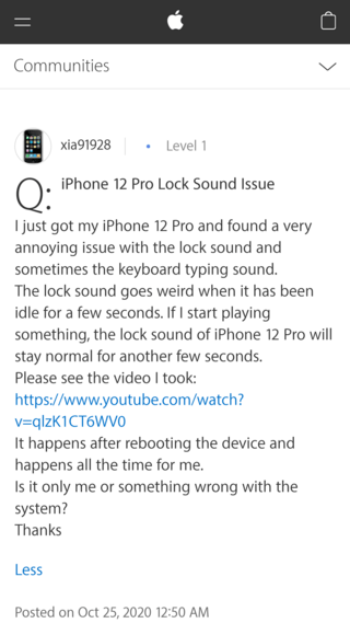 iphone 12 screen lock sound issue