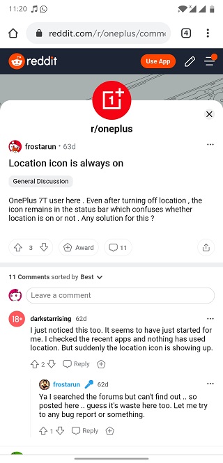 location icon is always on reddit