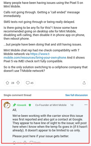 mint-mobile-google-pixel-5-call-sms-issue
