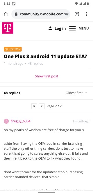 oneplus 8 t-mobile android 11 eta