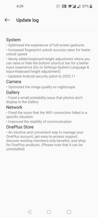 oneplus 8T 11.0.6.7 November patch