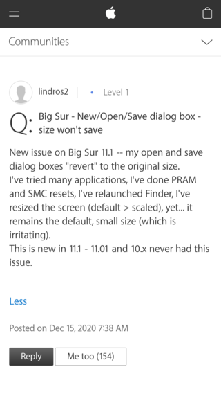 Big Sur 11.1 dialog box size