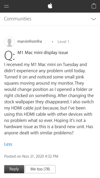 M1 Mac Mini pink display issues