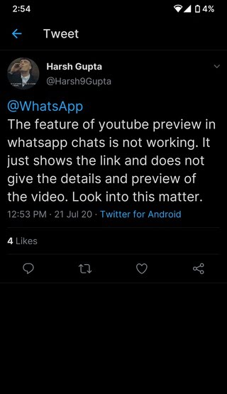 YouTube link preview WhatsApp