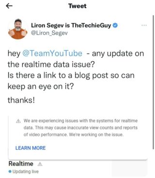 Youtube-realtime-data-issue