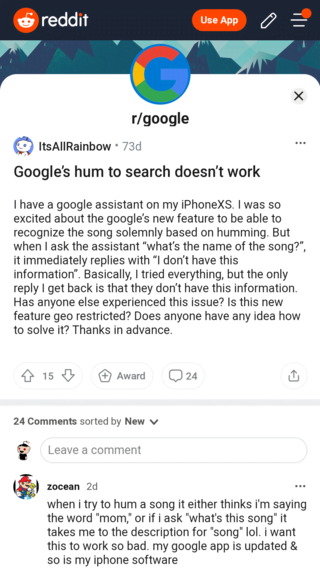 google hum to search iphone not working