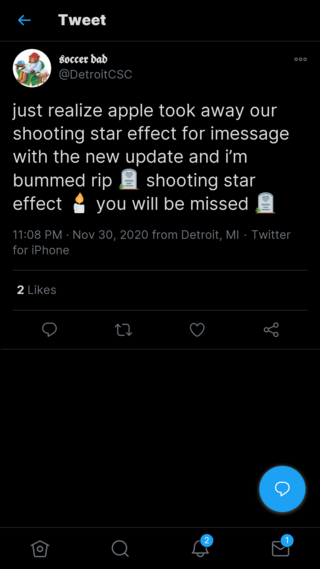 ios 14 shooting star effect