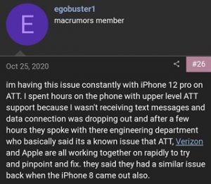iPhone 12 series network signal drops on AT&T & Verizon Wireless
