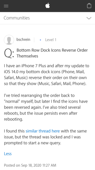 iPhone dock icons rearrange