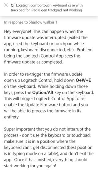 logitech trackpad issue fix