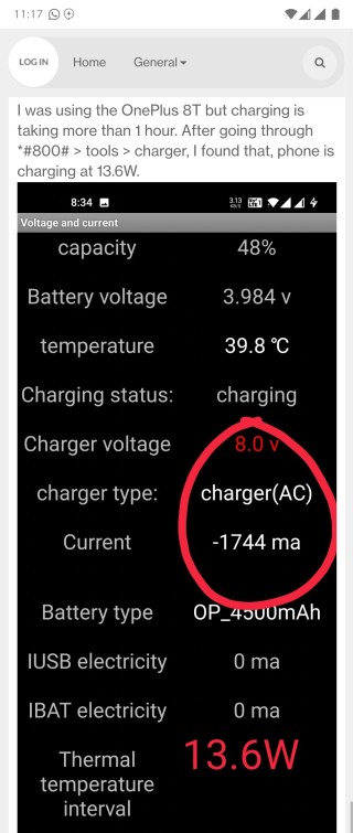 oneplus 8T slow charging