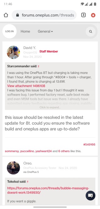 oneplus 8t slow charging issue addressed