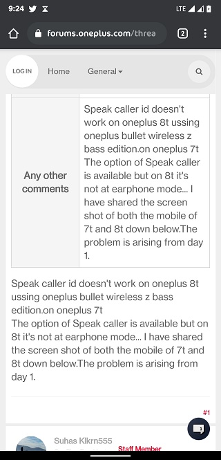 oneplus 8t speak caller id