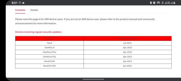 oneplus end of support